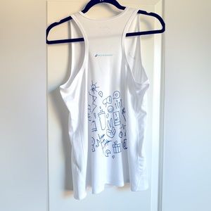 Asics Women’s Runkeeper Singlet Tank | Size: M | Color: White with Blue Graphic